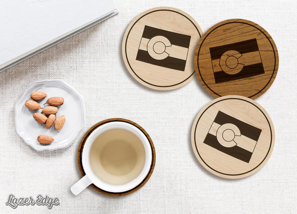 Colorado State Flag Coaster - Crafted from Cherry or Maple Wood