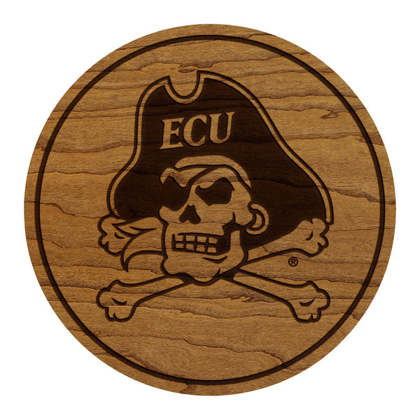 East Carolina University Skull and Bones Coaster – Crafted from Cherry or Maple Wood – ECU Pirates