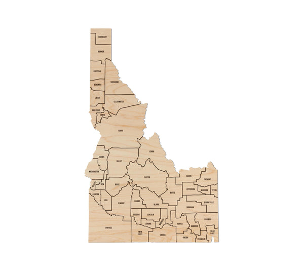 Idaho County Map Wall Hanging - Crafted from Cherry or Maple Wood