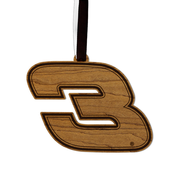 Stylized #3 Wooden Ornament  | Crafted from Cherry and Maple Wood | Made in USA | Officially Licensed by Richard Childress Racing