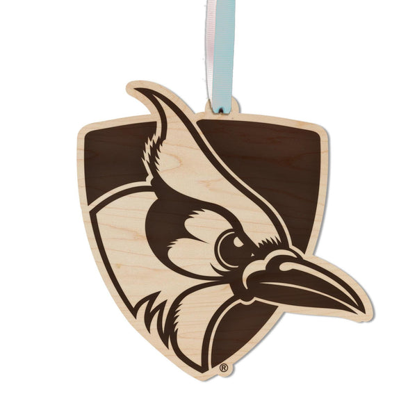 Johns Hopkins University Blue Jay Ornament – Crafted from Cherry and Maple Wood – Johns Hopkins Blue Jays