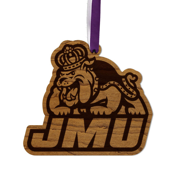 James Madison University Duke Dog Ornament – Crafted from Cherry and Maple Wood – JMU Dukes