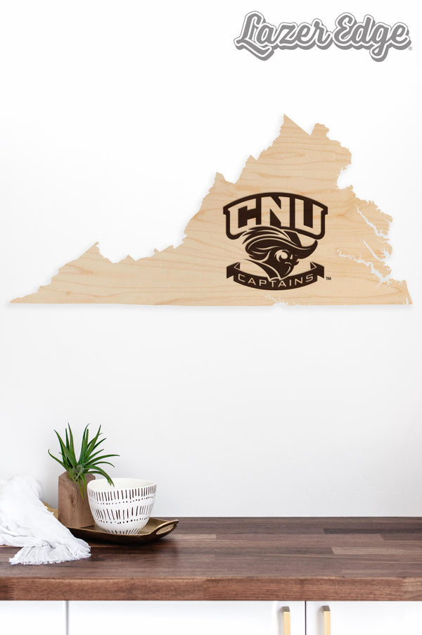 Christopher Newport University Captains on State Wall Hanging - Crafted from Cherry and Maple Wood - CNU Captains