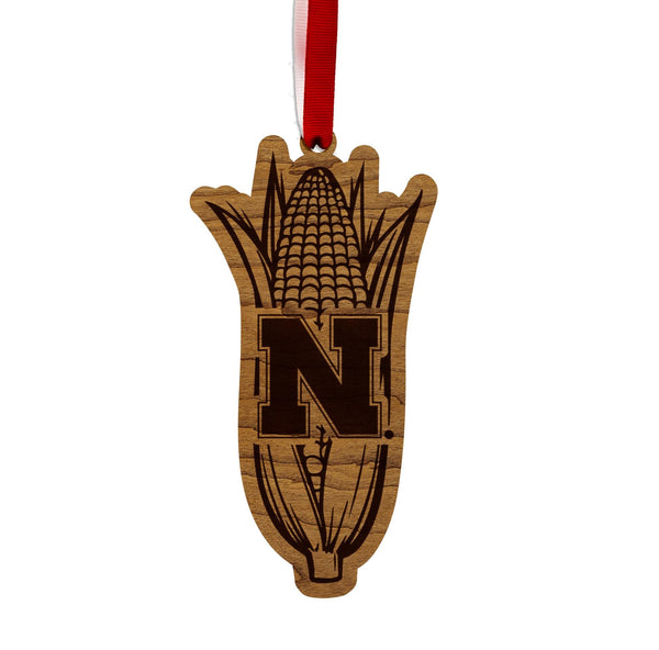 University of Nebraska Corn Ornament - Crafted from Cherry or Maple Wood - Nebraska Huskers