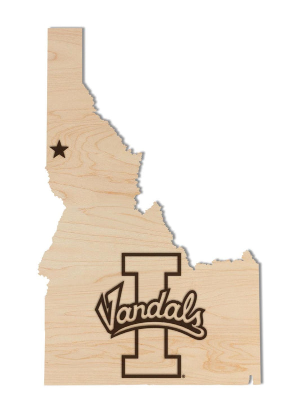 University of Idaho Vandals on State Wall Hanging - Crafted from Cherry and Maple Wood - University of Idaho Vandals