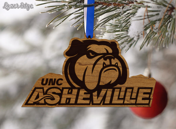 UNC Asheville Bulldogs Ornament – Crafted from Cherry Wood