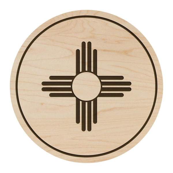New Mexico State Flag Coaster - Crafted from Cherry or Maple Wood