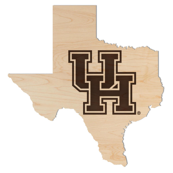 University of Houston UH on State Wall Hanging - Crafted from Cherry and Maple Wood - University of Houston Cougars