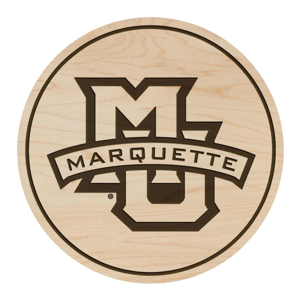 Marquette University Logo Coaster – Crafted from Cherry or Maple Wood – Marquette Golden Eagles