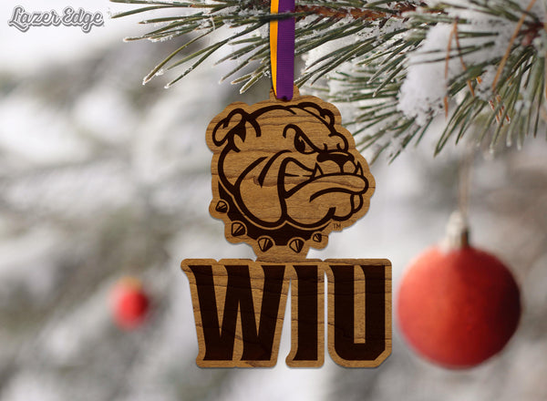 Western Illinois University WIU Stack Ornament – Crafted from Cherry and Maple Wood – Western Illinois Leathernecks
