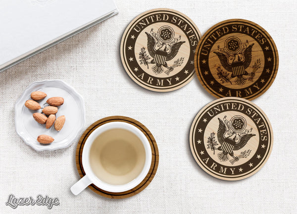 United States Army Seal Coaster - Crafted from Cherry or Maple Wood