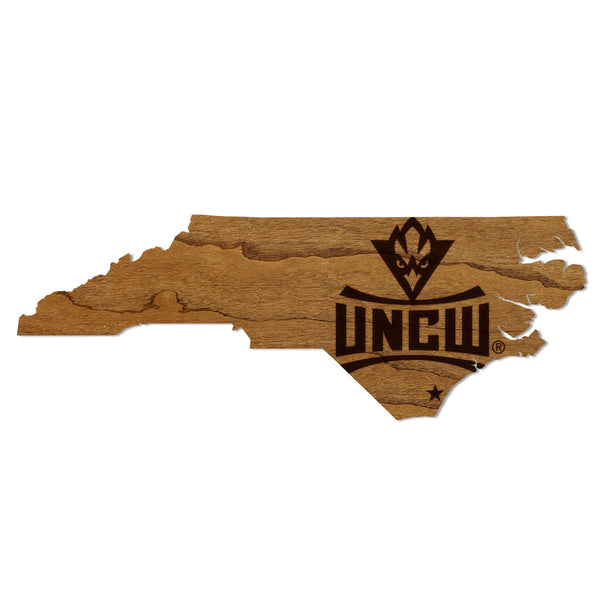 University of North Carolina at Wilmington Logo on State Magnet - Crafted from Cherry or Maple Wood - UNCW Seahawks