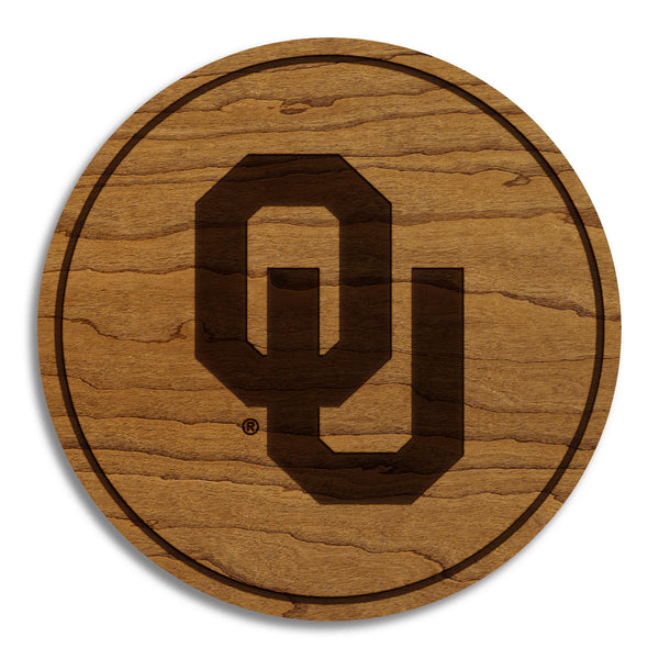 Oklahoma University OU Coaster – Crafted from Cherry or Maple Wood – Oklahoma Sooners