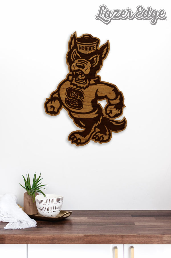 North Carolina State University Strutting Tuffy Wall Hanging - Crafted from Cherry or Maple Wood - NC State Wolfpack