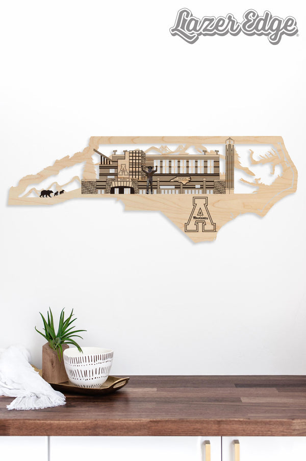 Appalachian State University Skyline Wall Hanging - Crafted from Cherry or Maple Wood