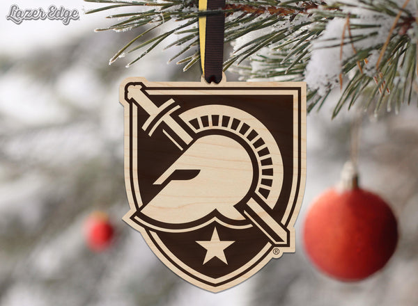 West Point University Army Shield Ornament – Crafted from Cherry and Maple Wood – West Point Black Knights