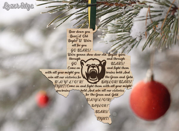 Baylor University Fight Song Ornament – Crafted from Cherry and Maple Wood – Baylor Bears