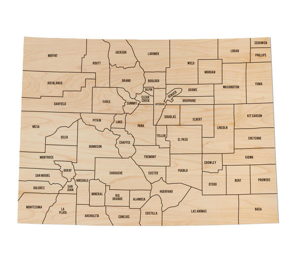 Colorado County Map Wall Hanging - Crafted from Cherry or Maple Wood
