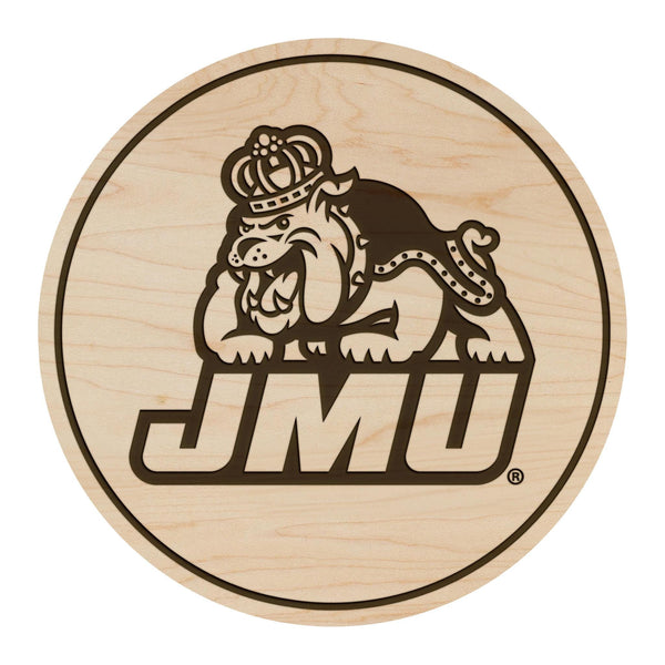 James Madison University Duke Dog Coaster – Crafted from Cherry or Maple Wood – JMU Dukes