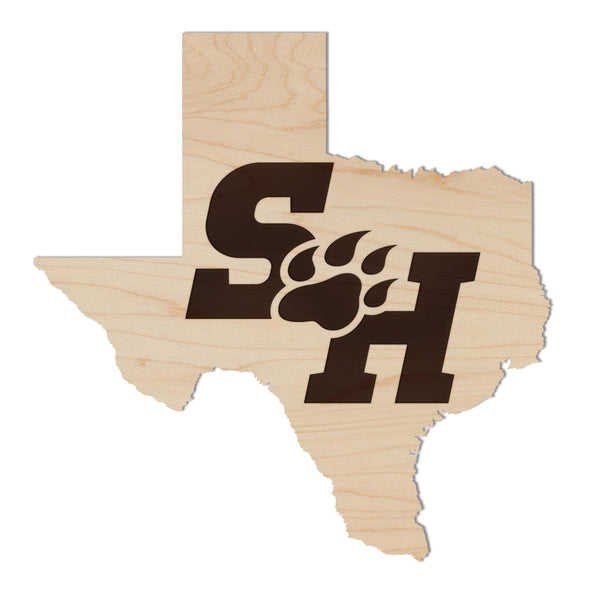 Sam Houston State University Bearkat on State Magnet - Crafted from Cherry or Maple Wood - Sam Houston Bearkats