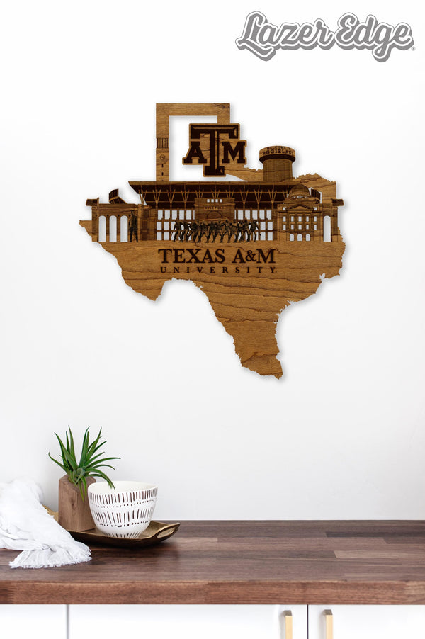 Texas A&M University Skyline Wall Hanging – Crafted from Cherry and  Maple Wood