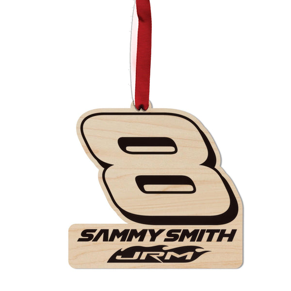 Sammy Smith #8 Wooden Ornament  | Crafted from Cherry and Maple Wood | Made in USA | Officially Licensed by JR Motorsports