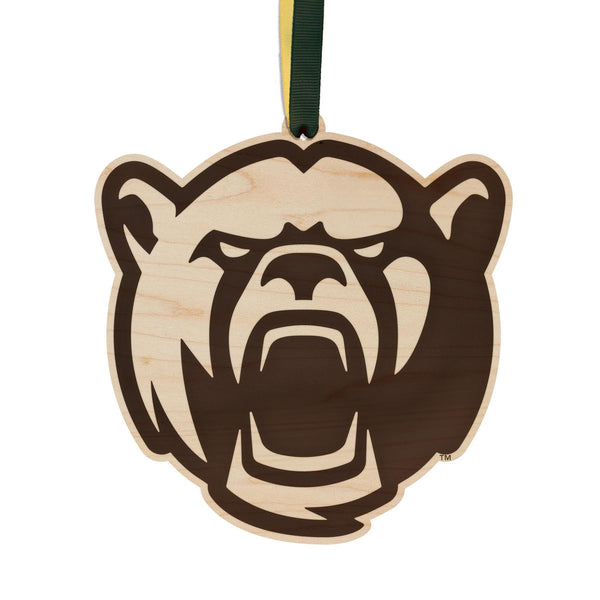 Baylor University Bear Ornament – Crafted from Cherry and Maple Wood – Baylor Bears