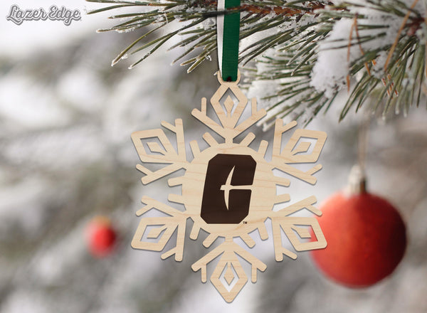 University of North Carolina at Charlotte All-In-C Snowflake Ornament – Crafted from Cherry and Maple Wood – UNC Charlotte 49ers