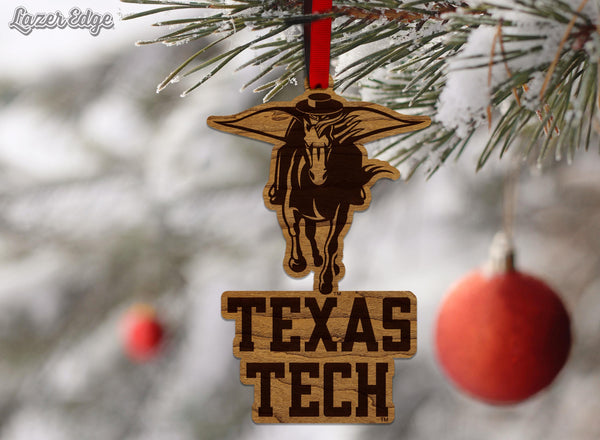 Texas Tech University Red Raider Ornament – Crafted from Cherry and Maple Wood – Texas Tech Red Raiders