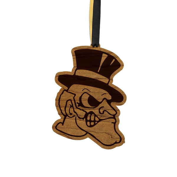 Wake Forest University Demon Deacon Ornament – Crafted from Cherry and Maple Wood – Wake Forest Demon Deacons