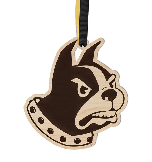 Wofford College Terriers Ornament – Crafted from Cherry and Maple Wood – Wofford Terriers