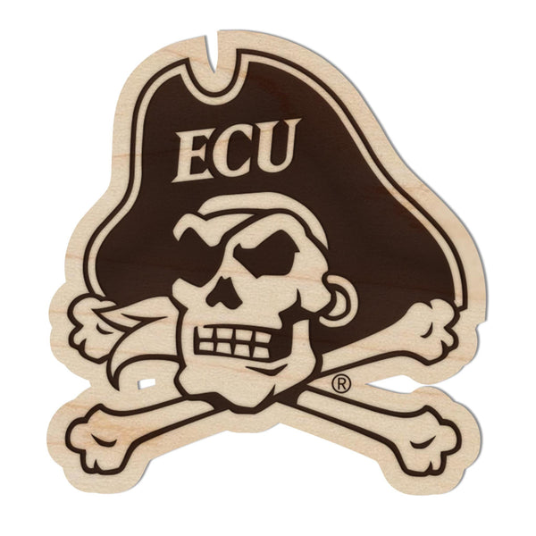 East Carolina University Jolly Roger Magnet - Crafted from Cherry or Maple Wood - ECU Pirates