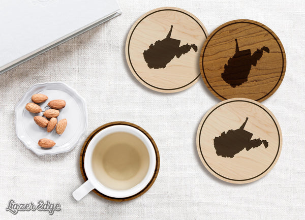 West Virginia State Map Coaster - Crafted from Cherry or Maple Wood