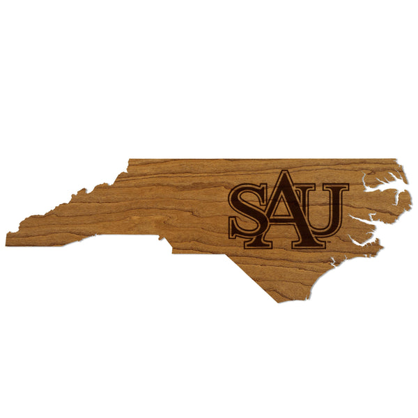 Saint Augustine's University SAU on State Wall Hanging - Crafted from Cherry or Maple Wood -  SAU Falcons