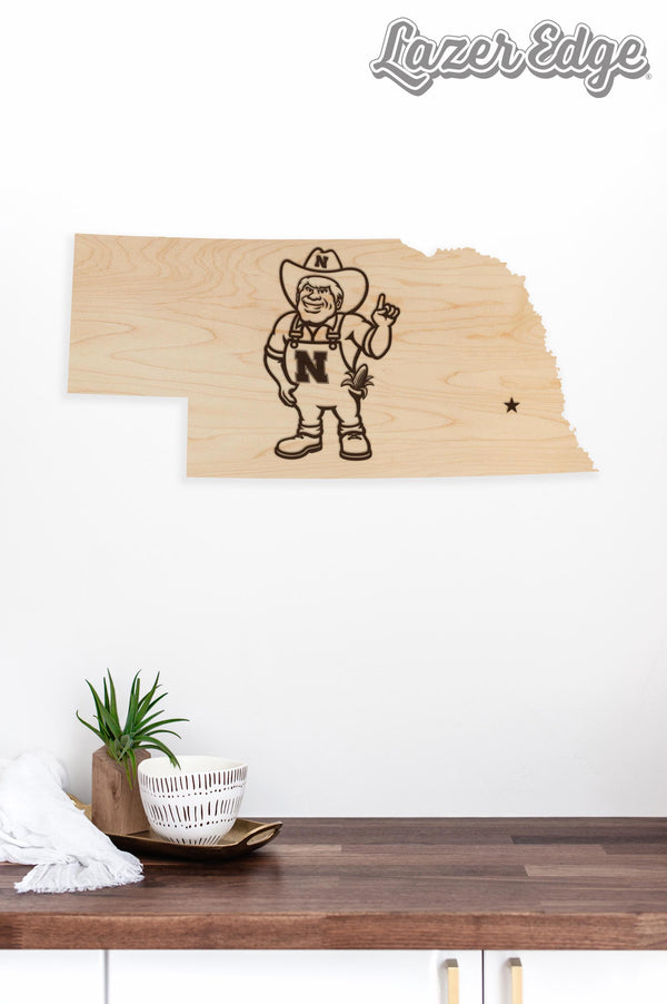 University of Nebraska Herbie on State Wall Hanging – Crafted from Cherry and  Maple Wood - Nebraska Huskers