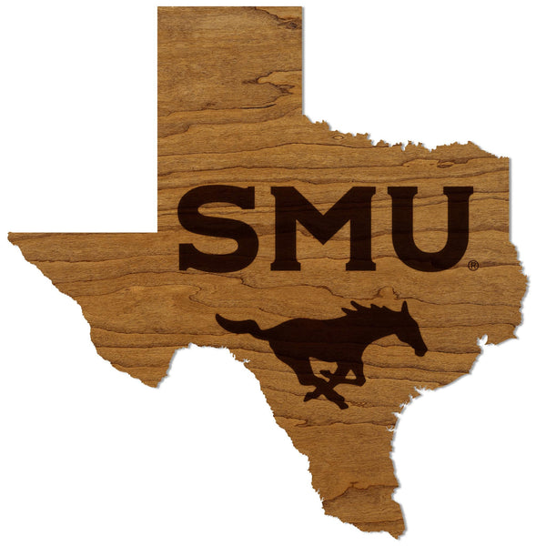 Southern Methodist University Mustangs on State Wall Hanging – Crafted from Cherry and  Maple Wood - SMU Mustangs