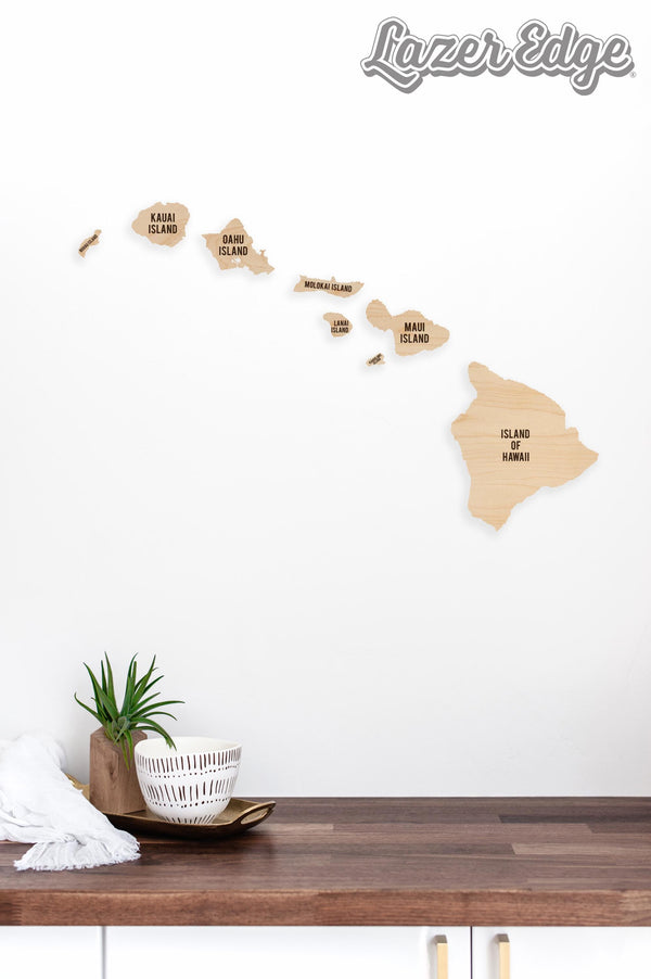 Hawaii County Map Wall Hanging - Crafted from Cherry or Maple Wood