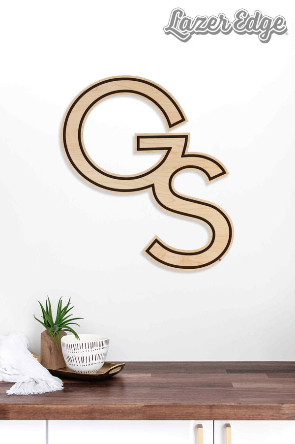 Georgia Southern University GS Logo Cutout Wall Hanging - Crafted from Cherry or Maple Wood - Georgia Southern Eagles