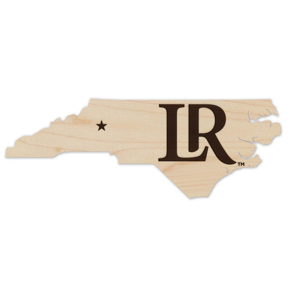 Lenoir-Rhyne University LR Lettermark on State Magnet - Crafted from Cherry or Maple Wood - Lenoir-Rhyne Bears