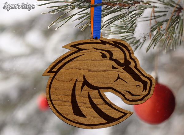 Boise State University Broncos Ornament – Crafted from Cherry and Maple Wood – Boise State Broncos