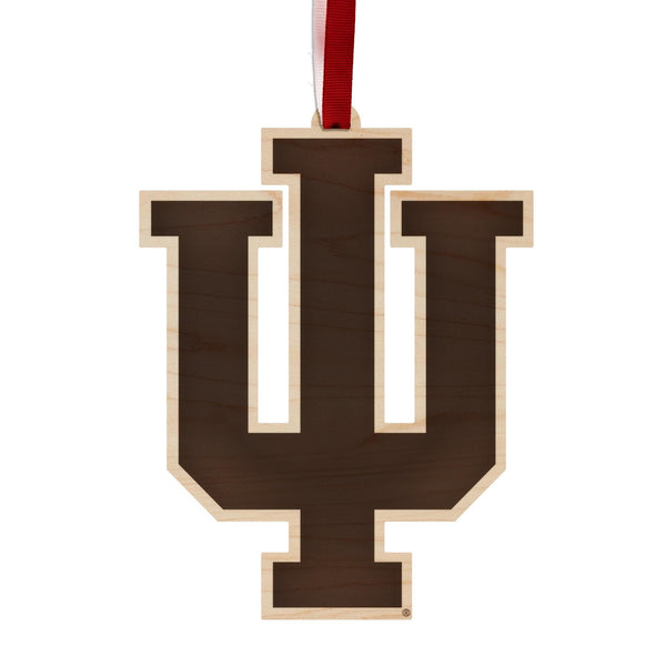 Indiana University IU Ornament – Crafted from Cherry and Maple Wood – Indiana Hoosiers