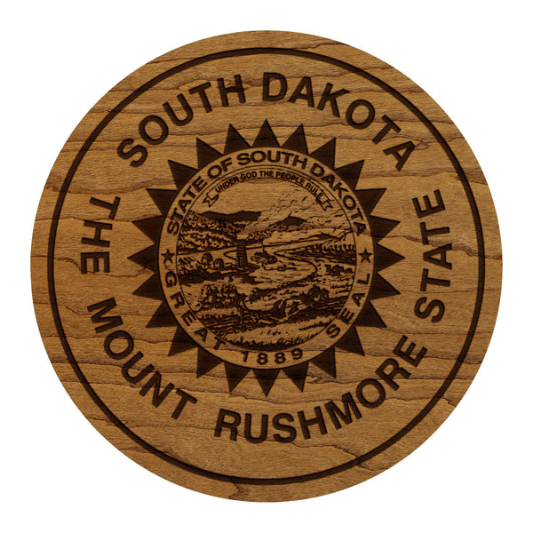 South Dakota State Flag Coaster - Crafted from Cherry or Maple Wood