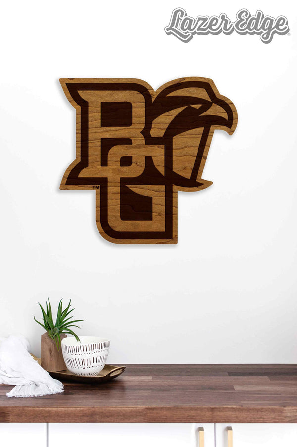 Bowling Green State University BG with Falcon Wall Hanging - Crafted from Cherry or Maple Wood - BGSU Falcons