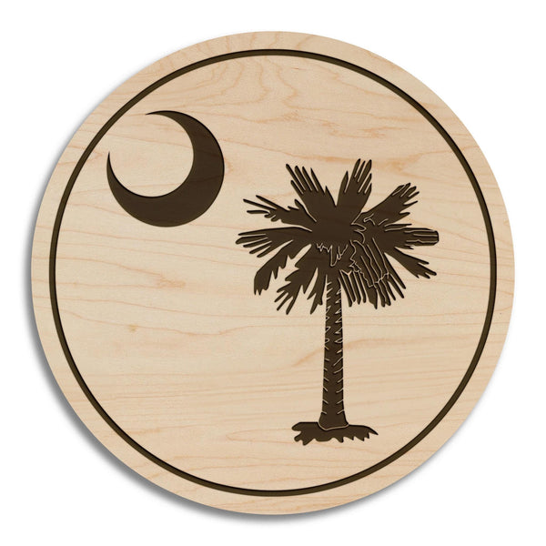 South Carolina State Flag Coaster - Crafted from Cherry or Maple Wood