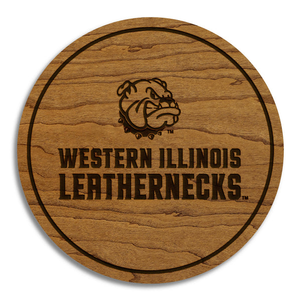 Western Illinois Bulldogs Coaster – Crafted from Cherry or Maple Wood – Western Illinois Leathernecks