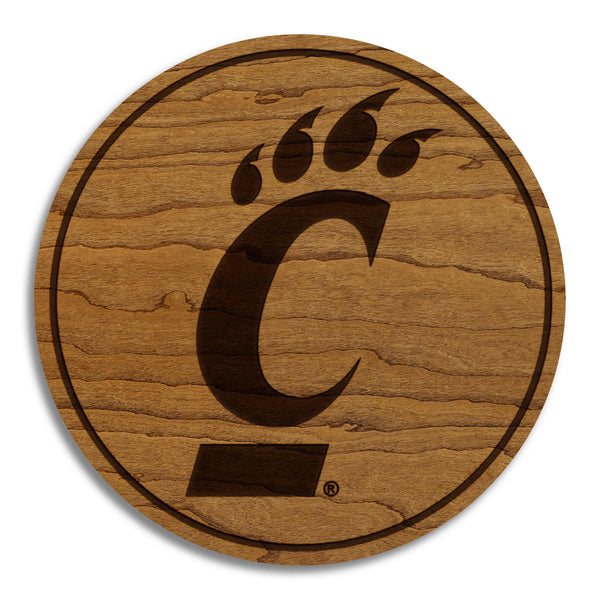 University of Cincinnati Bearcat C Coaster – Crafted from Cherry or Maple Wood – Cincinnati Bearcats