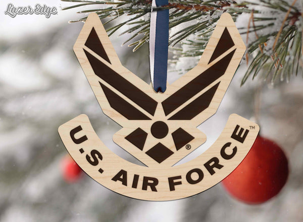 United States Air Force Emblem Ornament – Crafted from Cherry or Maple Wood