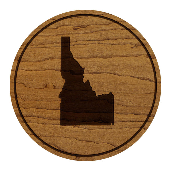 Idaho State Map Coaster - Crafted from Cherry or Maple Wood