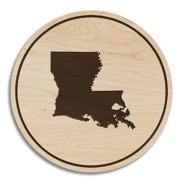 Louisiana State Map Coaster - Crafted from Cherry or Maple Wood