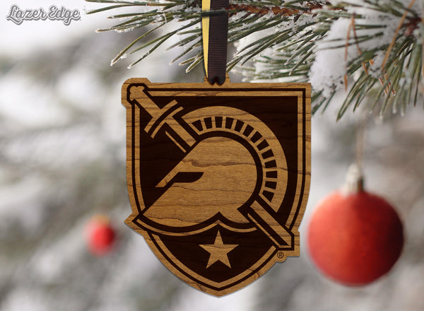 West Point University Army Shield Ornament – Crafted from Cherry and Maple Wood – West Point Black Knights